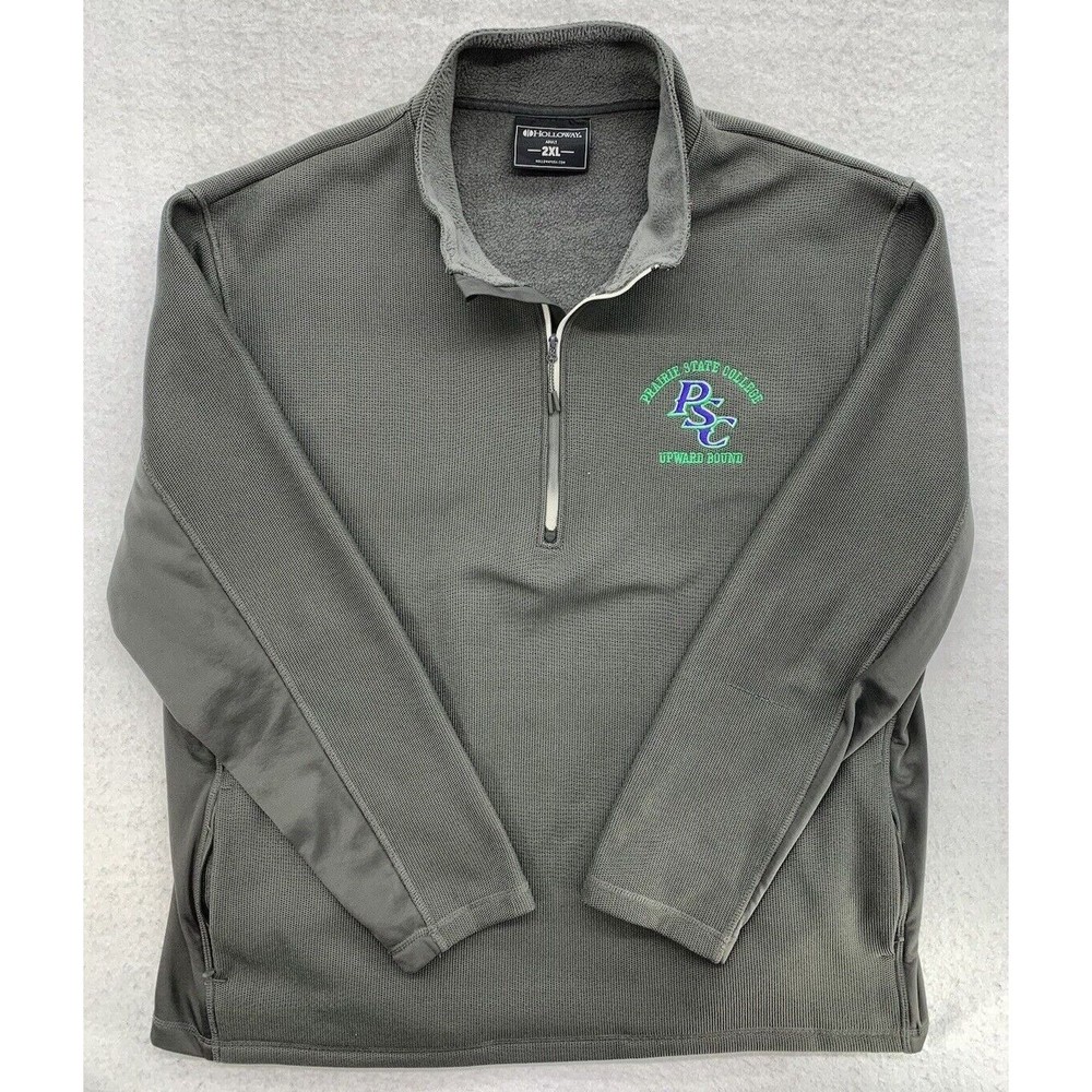 Holloway Sweater Mens Adult 2XL Gray 1/4 Zip Sweatshirt Prairie State College